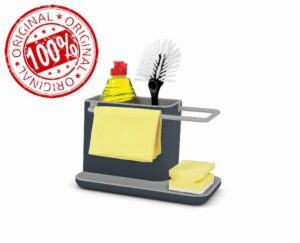 Joseph Joseph Caddy Kitchen Sink Area Organiser with Sponge Holder and Cloth Hanger - Grey