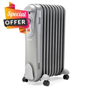 Schallen 2000W 9 Fin Portable Electric Slim Oil Filled Radiator Heater with Adjustable Temperature Thermostat