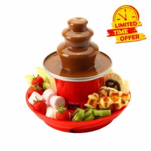Global Gourmet Chocolate Fountain Mini Fondue Set with Party Serving Tray Included | Electric 3-Tier Machine with Hot Melting Pot Base | Keep Warm Functio