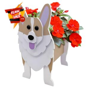 Nochelluvia Dog Planters for Outdoor Plants-Garden Dog Gift Planter Plant Pot for Women Men Dog Lovers-Animal Storage Container Planters for Outdoor Plants Home Decor Gift (Corgi)