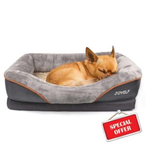 JOYELF Memory Foam Dog Bed Small Orthopedic Dog Bed & Sofa with Removable Washable Cover and Squeaker Toys as Gif
