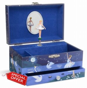 Jewelkeeper Girl's Ballerina Musical Jewellery Storage Box with Pull-out Drawer
