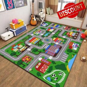 Fadcaer Play Mat kids City Town Rug Road Traffic Mat Car Carpet Play Mat Road Play Mat Play Area Rug Activity Mat Play Area Carpet for Floor Toddler Baby kids Nursery Room Playroom Gif