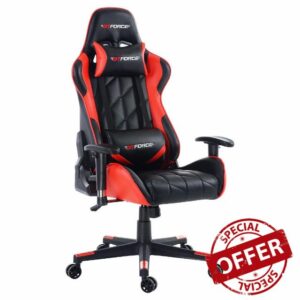 GTFORCE PRO GT Reclining Sports Racing Gaming Office Desk PC CAR Faux Leather Chair (Red)