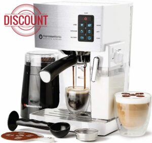 EspressoWorks 10Pc All-in-One Barista Bundle Espresso Machine & Cappuccino Maker