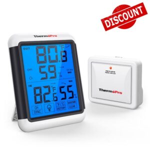 ThermoPro TP65C Digital Wireless Hygrometer Indoor Outdoor Thermometer Wireless Temperature and Humidity Monitor with Touchscreen Backlight Weather Station