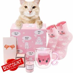 Luka Tech Double Wall Glass Cute Cat Tea Cup Coffe Mug