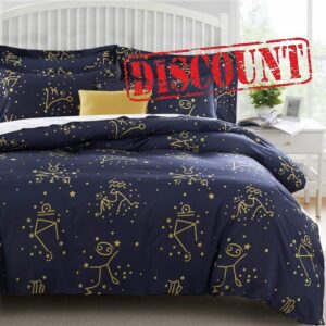 Imperial Rooms Duvet Covers Single Bedding Sets 3 Piece Soft Brushed Microfiber Duvet Bed Set with Matching Pillowcase Soft Printed Reversible Quilt Cover (Star Light
