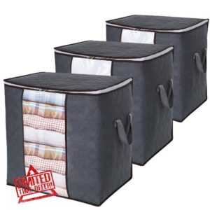 Lifewit Clothes Storage Bag 90L Large Capacity Organizer with Reinforced Handle Thick Fabric for Comforters