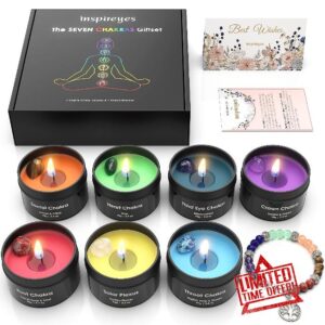 Chakra Candles with Premium Crystal and Healing Stones Luxury Meditation Scented Candles Gift Set for Women Stress Relief Spiritual Decor Healing Candles for Yoga