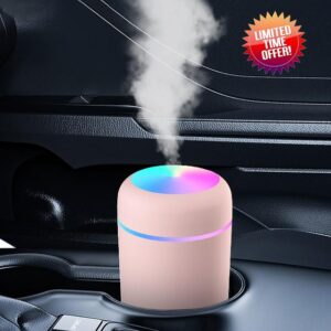 Colorful Cool Humidifier Oil Diffuser USB Personal Desktop Humidifier For Car Office Room Bedroom Etc 2 Adjustable Mist Modes Flame Scent (C