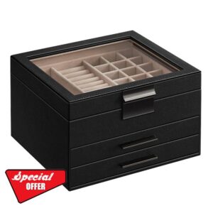 SONGMICS Jewellery Box with Glass Lid