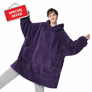 Bedsure Oversized Wearable Blanket Hoodie Women - Fluffy Fleece Hoodie Blanket for Adults Men