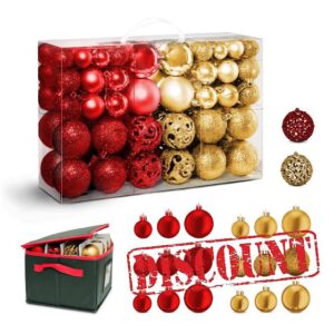 Kraft & Co 100pcs Christmas Baubles with Portable Carry Case