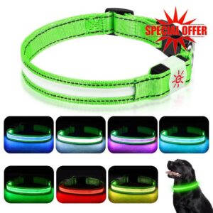 Petbank Light Up Dog Collar - USB Rechargeable LED Dog Light Up Collar Waterproof with High Visibility