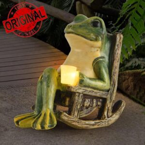 Johiux Frog Garden Ornaments Outdoor Solar Garden Decor Statues Gnomes Outdoor Funny