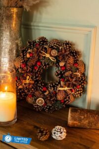 Marco Paul Christmas Pine Wreath Garland Ornaments - Classical Autumn Decor with Pine Cones
