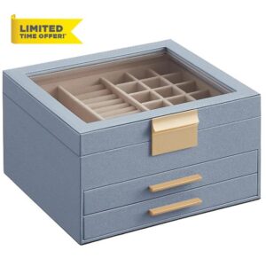 SONGMICS Jewellery Box with Glass Lid