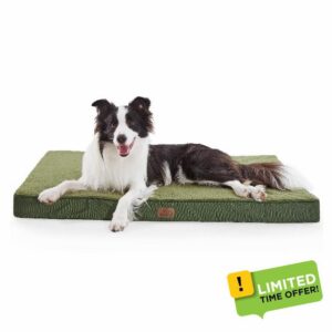 Bedsure Extra Large Dog Bed Washable - Orthopedic Dog Pillow and Mattress Mat for Dog Crate with Removable Plush Sherpa Cover