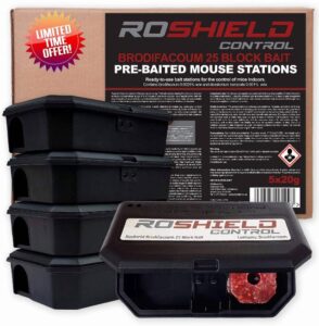 ROSHIELD - 5 PACK Rat & Mouse Poisoning Bait Box Kit | Single Feed Mice/Rat Killer | indoor/Outdoor Fast & Safe Infestation Control | READY -TO USE