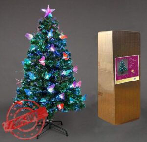 SHATCHI 2Ft-7Ft Fibre Optic Artificial Christmas Multicolor LEDs Pre-Lit Green Xmas Tree with Stand Base Festival Seasonal Holiday Home Decorations
