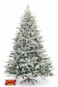 Garden Store Direct Lapland Fir Covered Artificial Christmas Tree Snow Flocked PE PVC Mixed Tips Hinged Branches Bushy Luxury Xmas Home Snowy Decorations 4ft to 10ft (4ft (120cm)