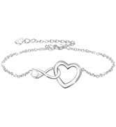 J.Fée Infinity Bracelet for Women,Sterling Silver S925 Bracelet,Silver Infinity Bracelet Slider B...
