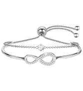 J.Fée Infinity Bracelets for Womens 925 Silver,Women Bracelet Crystal Slider Bracelet with 6 Zirc...