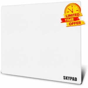 SkyPAD Glass 3.0 XL Gaming Mouse Pad with Text Logo | Professional Large Mouse Mat | 400x500mm | White | Special glass surface with improved precision and speed
