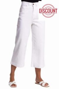 Roman Originials Women Denim Culottes - Ladies Cropped Wide Leg Jeans Spring Trousers Summer Pants Everyday Holiday Front Back Pockets Belt Loops Comfy Vacatio