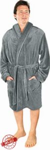 NY Threads Luxury Men’s Dressing Gown |Super Soft Fleece Bath Robe| Cozy Shawl Collar Loungewear and Nightwea