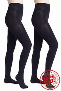 Leamel Soft 200 Denier Thick Warm Winter Thermal Tights Matte Opaque Black Tights for Women 2 Pairs