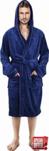 NY Threads Luxury Men’s Hooded Dressing Gown | Super Soft Men’s Fleece Robe | Cozy Hooded Plush Loungewea