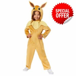 Amscan Unisex Officially Licensed Pokémon Eevee Hooded Jumpsuit Kids Fancy Dress Costume Age: 3-12yrs