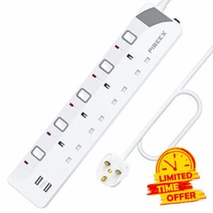 PIBEEX Extension Lead with 4 Way Plug Sockets