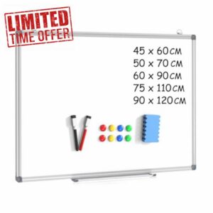 DOLLAR BOSS Magnetic Whiteboard 60 X 90 cm Dry Erase White Board for Walls with Pen Tray