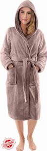 NY Threads Luxury Ladies Hooded Dressing Gown | Super Soft Fleece Women's Robe | Comfortable Loungewear and Nightwea