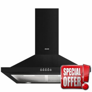 Abode Chimney Cooker Hood 60cm Black Extractor Hood & Recirculation with 2x Carbon Filters