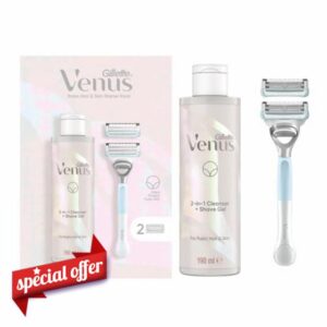 Gillette Venus Women's Razor + 2 Blade Refills + 2in1 Shave Gel and Cleanser 190ml Bundle