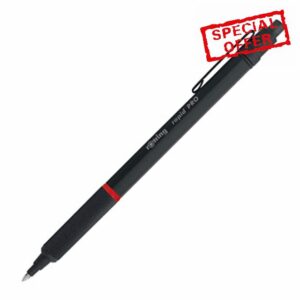 Otring Rapid Pro Retractable Ballpoint Technical Drawing Pen | Medium Point | Blue Ink | Black Full-Metal Body