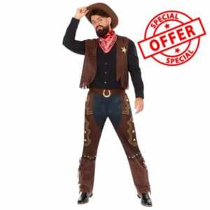 Amscan - Men's World Book Day Western Cowboy Adults Fancy Dress Costume Size: Small - X-Large