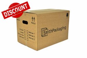 SmithPackaging 10 Large Strong Cardboard Packing Moving House Boxes 51cm x 29cm x 29cm with Carry Handles and Room Lis