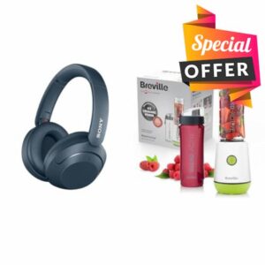Sony WH-XB910N EXTRA BASS™ Noise Cancelling Wireless Headphones - Blue & Breville Blend Active Personal Blender & Smoothie Maker | 350W | 2 Portable Blend Active Bottles