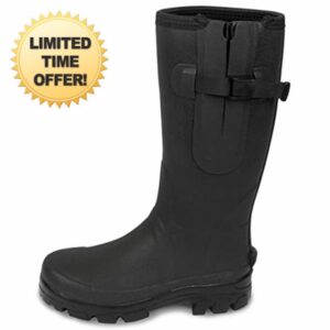 Lakeland Active Women's Helton 5mm Neoprene Lined Adjustable Wellington Boots Waterproof Natural Rubber Outdoor Insulated Warm Wellies in Black & Moss Gree