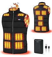 Rrtizan Heated Vest for Mens and Womens with Power Bank, Heated Gilet with 3 Temperature Levels a...