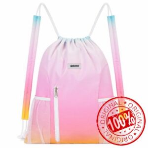 WANDF Drawstring Backpack with Shoulder Pad Sports Gym Backpack with Mesh Pocket String Bag for Women Me