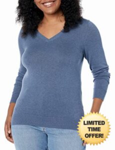 Amazon Essentials Women's Classic-Fit Lightweight Long-Sleeve V-Neck Jumper (Available in Plus Size)