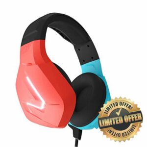 Orzly Gaming Headset with Mic Compatible for Nintendo Switch OLED and Lite Joycon Color Match with Led Light Microphone & Remote - Hornet RXH-20 Tanami Editio