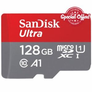 SanDisk 128GB Ultra microSDXC card + SD adapter up to 140 MB/s with A1 App Performance UHS-I Class 10 U1