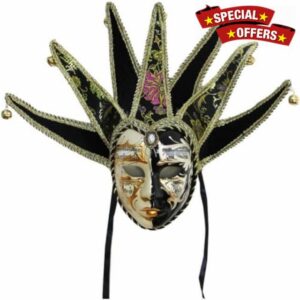 Venetian Masquerade Mask Full Face Jester Mask Carnival Costume Cosplay Dress Up Accessory for Performance Party